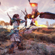 Aloy shoots a bird with a bow in Horizon Forbidden West on PS5.